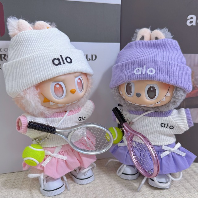 【ラブブ テニスドール服 6点セット】甘カッコいい！15cm 17cm labubu スポーツミックススタイル ラブブ 6点セット 着せ替え テニス マカロンベリー コーラ コーデ スポーツウェア スポーティで可愛い