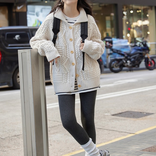 button-front cable knit cardigan J00032