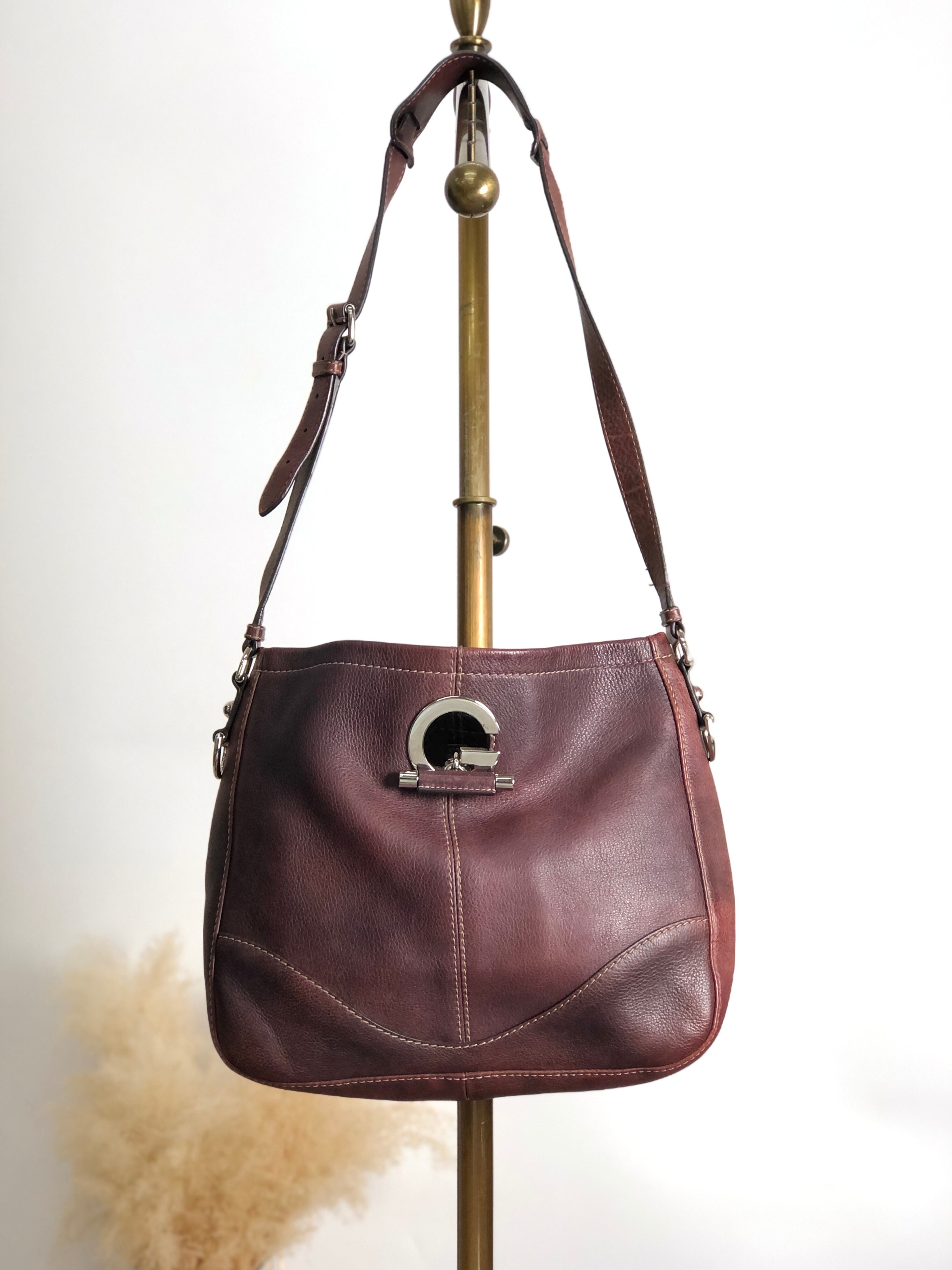 GUCCI グッチ オールドグッチ ヴィンテージレザー ハンドバッグ ブラウン GUCCI グッチ ショルダーバッグ ブラウン ロゴ レザー ホーボーバッグ