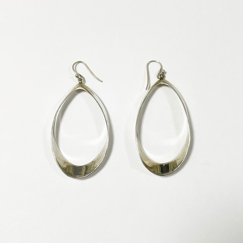 Old 925 Silver Big Hoop Dangle Pirced Earrings