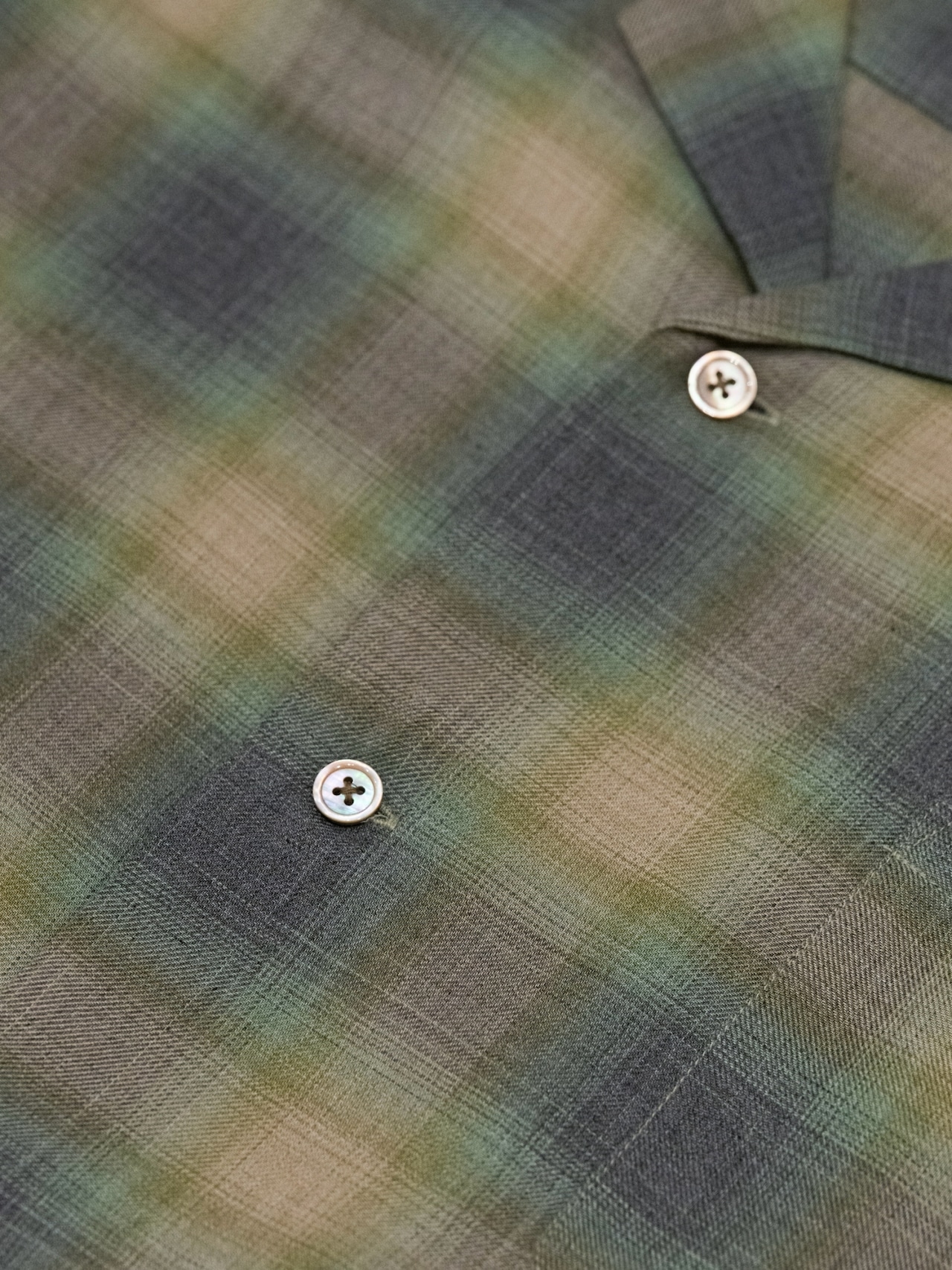 Ombre Check Open Collar Shirts