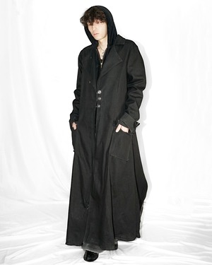 1980's vintage super maxi black denim coat "made in USA"