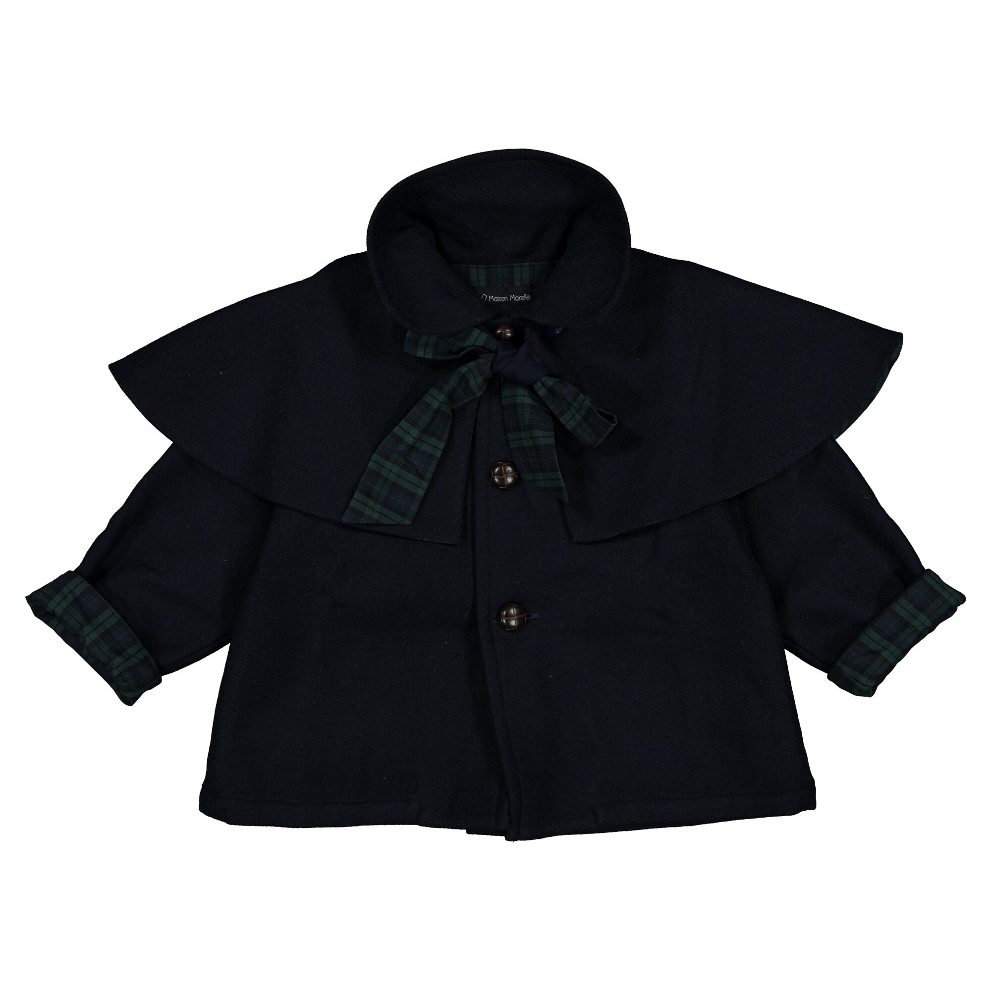 【予約/送料無料】5y-8y / Coat amovible cape DARCY- blue mostly wool / Maison Marelle