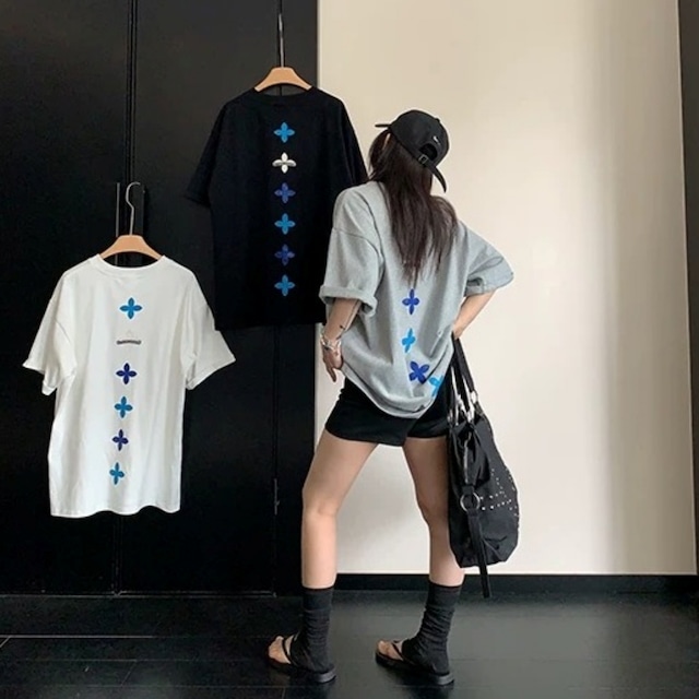 フラワーモチーフバックデザインTシャツ 3col R02444