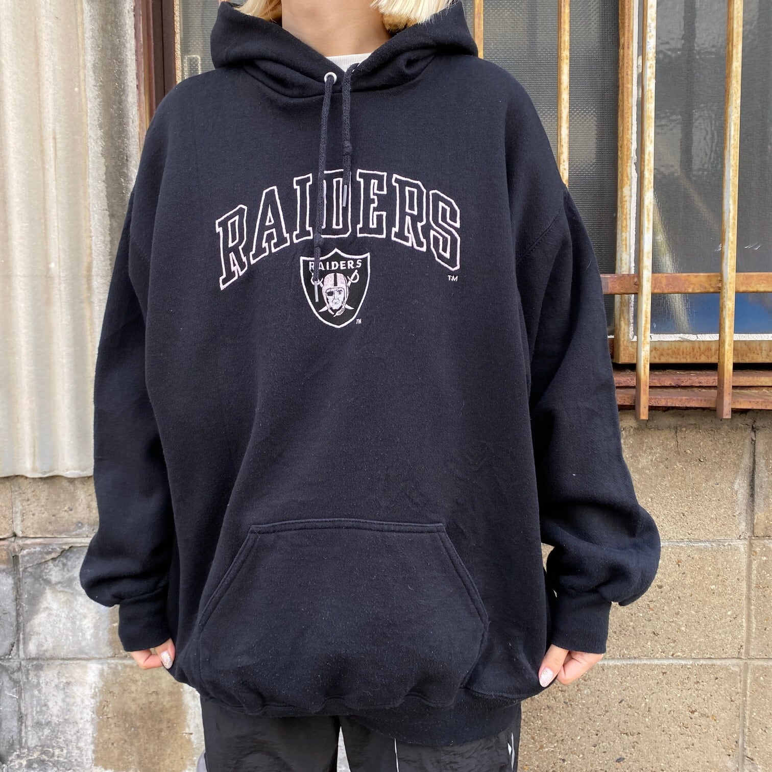 USA製 90年代 NFL ロサンゼルス・レイダース 刺繍 スウェットパーカー 