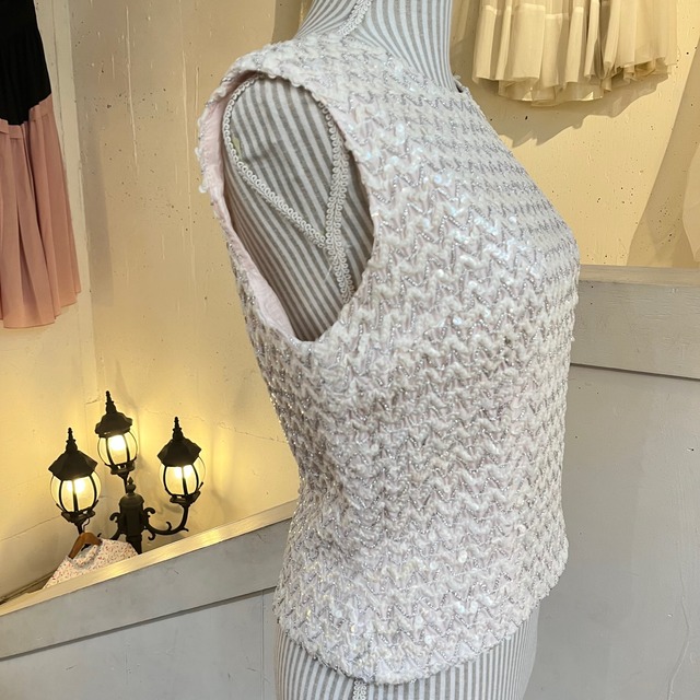 60's pink spangles beads tops