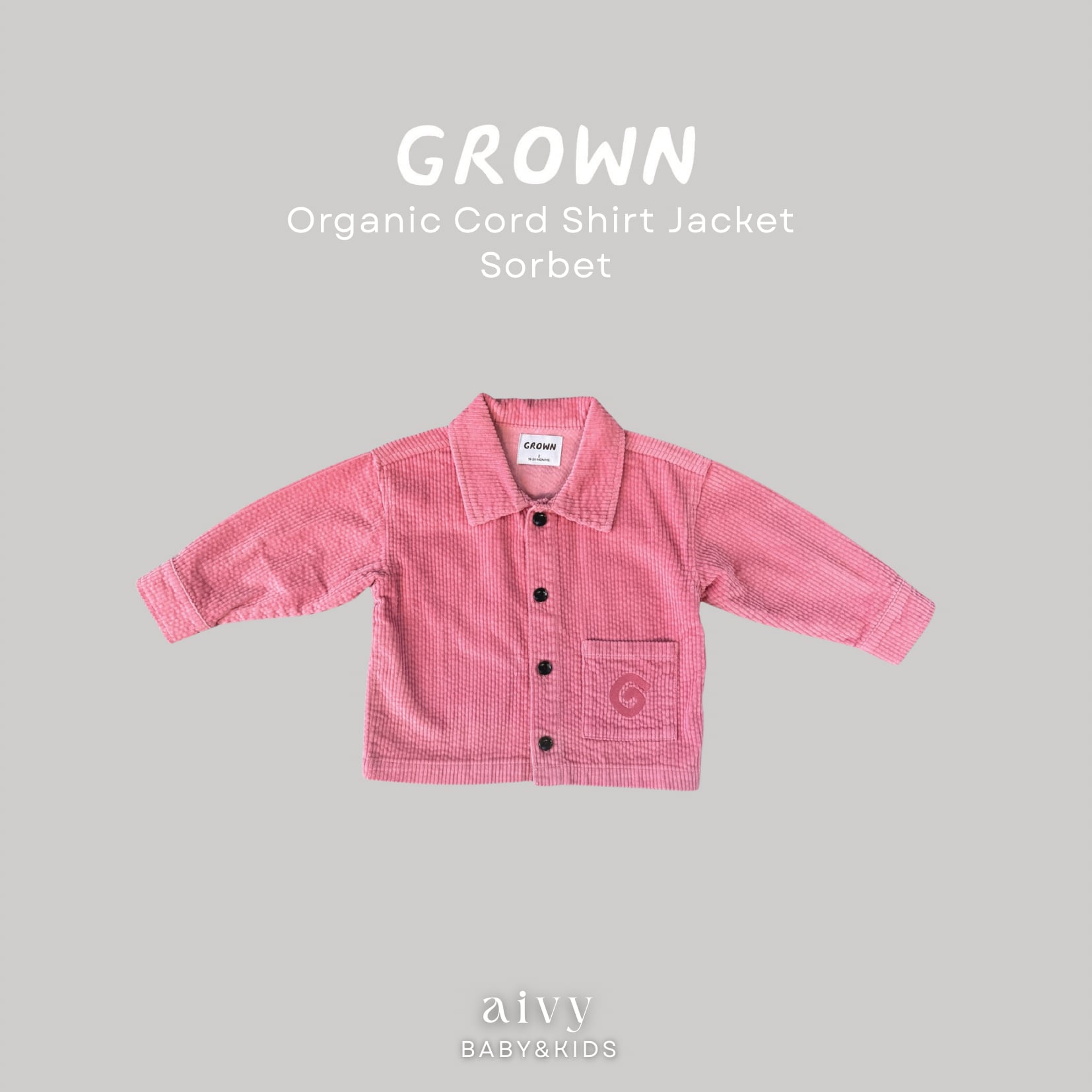 【即納/送料無料】Grown / Organic Cord Shirt Jacket - Sorbet