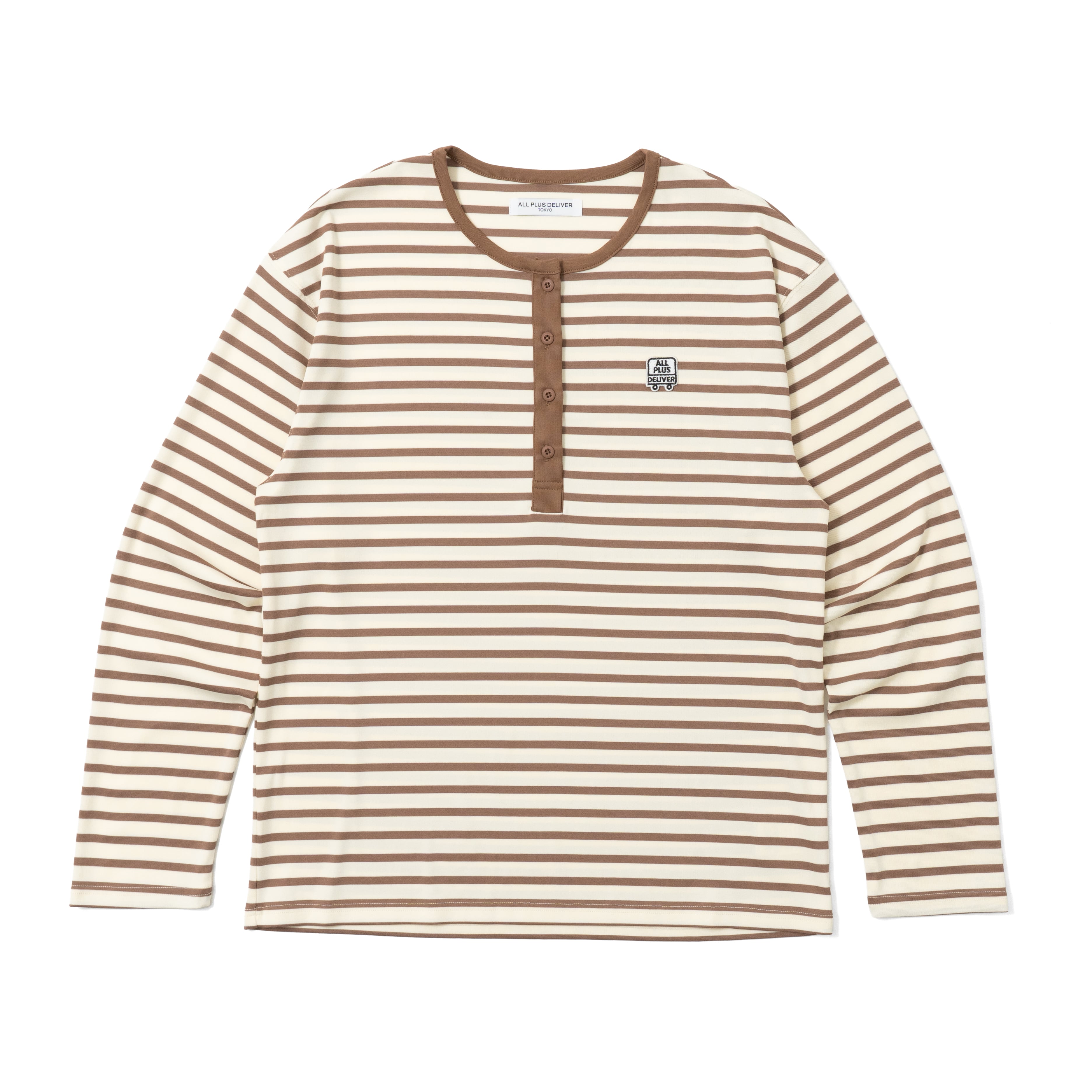 ALPSDR BORDER HENRY NECK LOGO LS TEE / BROWN