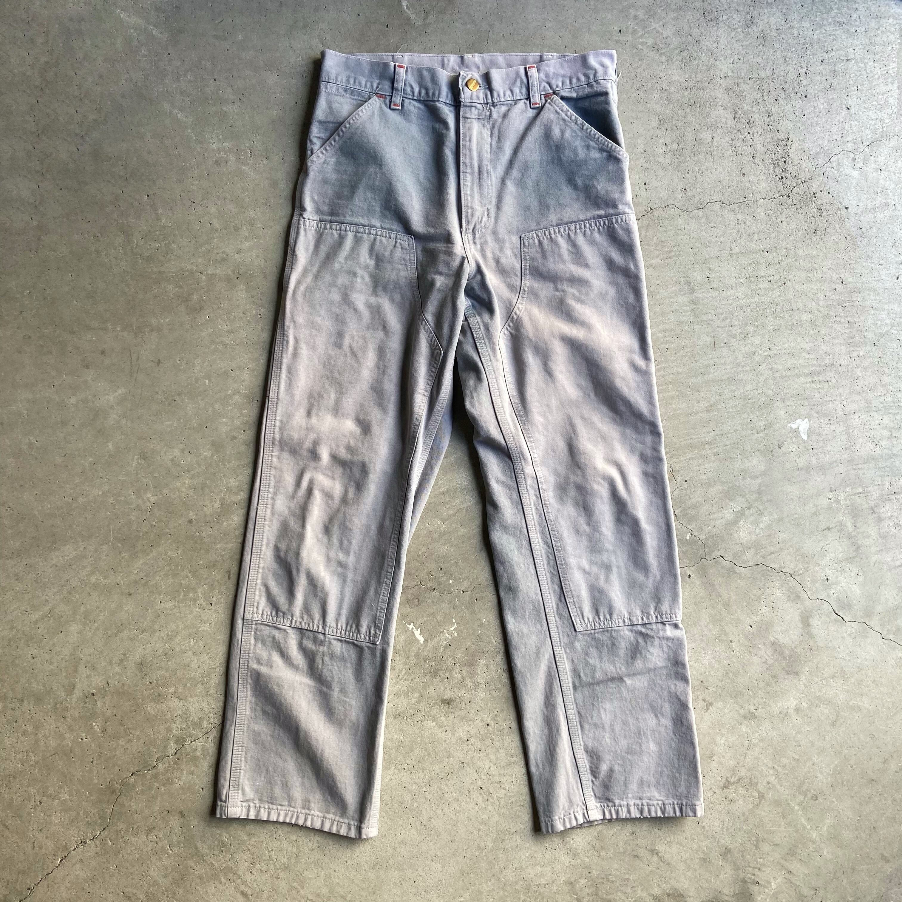 雰囲気系 80年代 USA製 Carhartt カーハート コットンツイル ダブルニー ワークパンツ メンズW32 古着 ペインターパンツ 80s  ヴィンテージ ビンテージ 灰色 グレー【ロングパンツ】 | cave 古着屋【公式】古着通販サイト