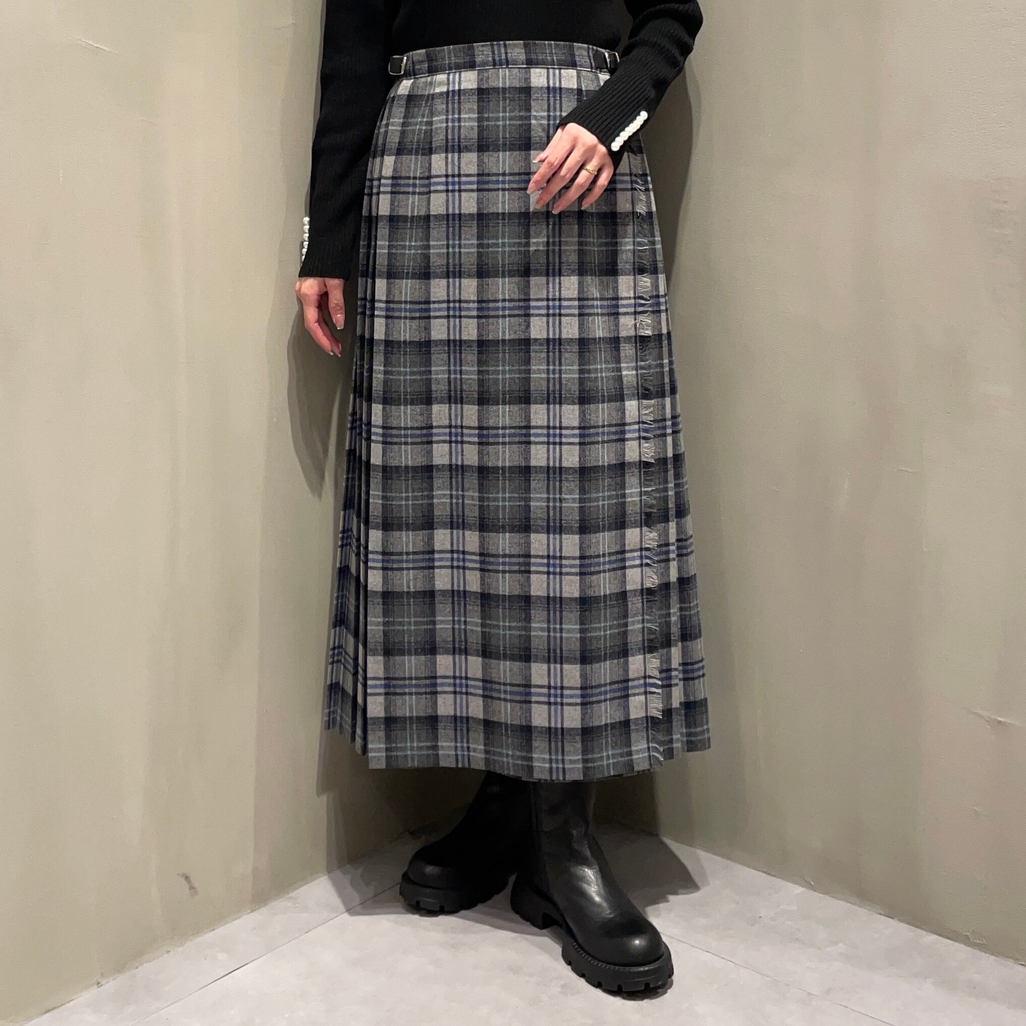 ⭐︎花です⭐︎O'NEIL of DUBLIN ウールキルトスカート O'NEIL of DUBLIN（オニールオブダブリン） キルトスカート ロング