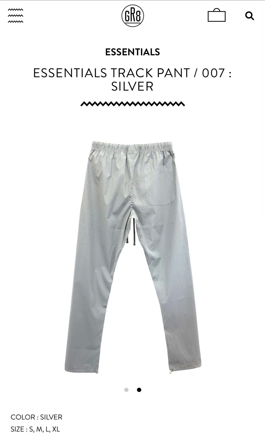 FOG fear of god ESSENTIALS silver reflective Nylon Track Pants 