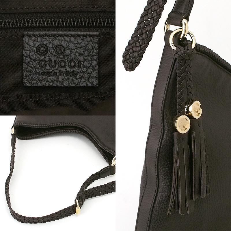 グッチ GUCCI ワンショルダーバッグ フリンジ ダークブラウン レザー