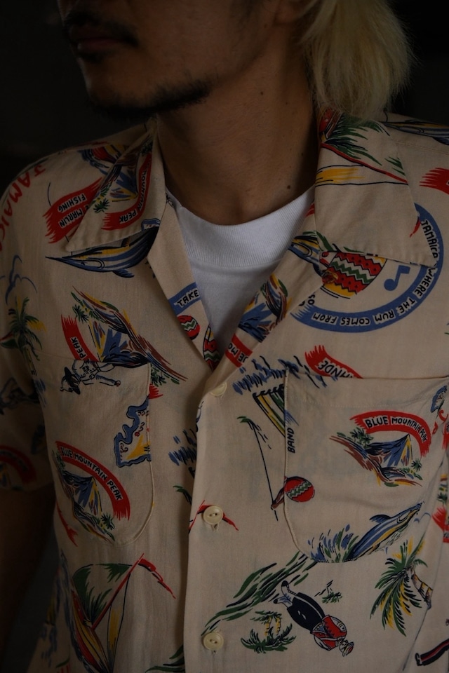 OK/50-60's "unknown" rayon hawaian shirt
