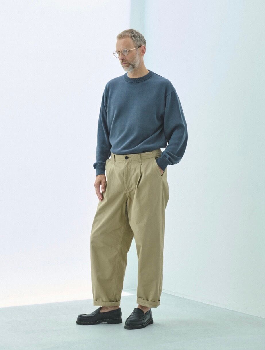 STILL BY HAND “ Selvedge 1 Pleat Pants ( Beige )” | H.inch