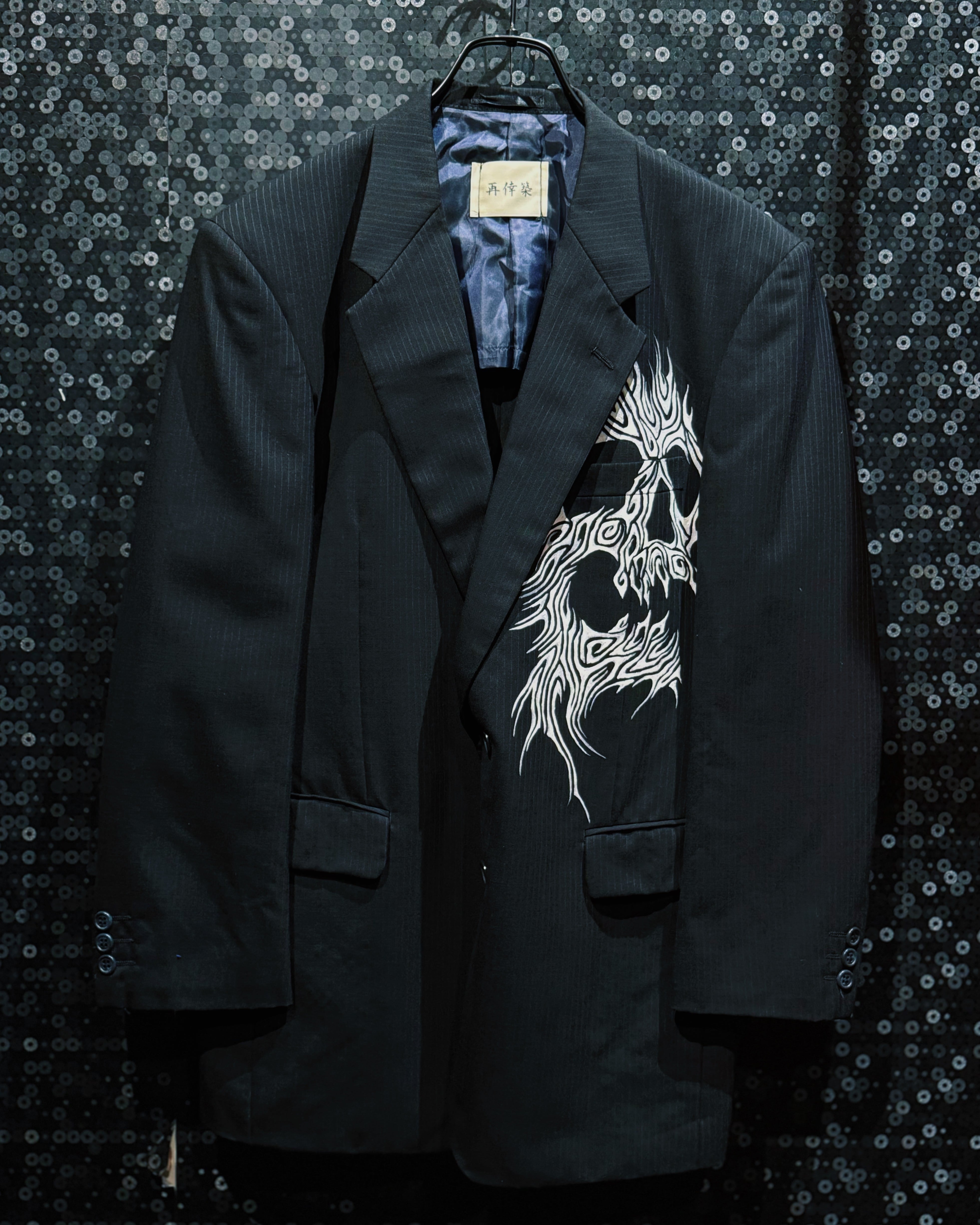 【ÆIEM】再倖築 “White Abyss Skull” Pinstripe Tailored Jacket