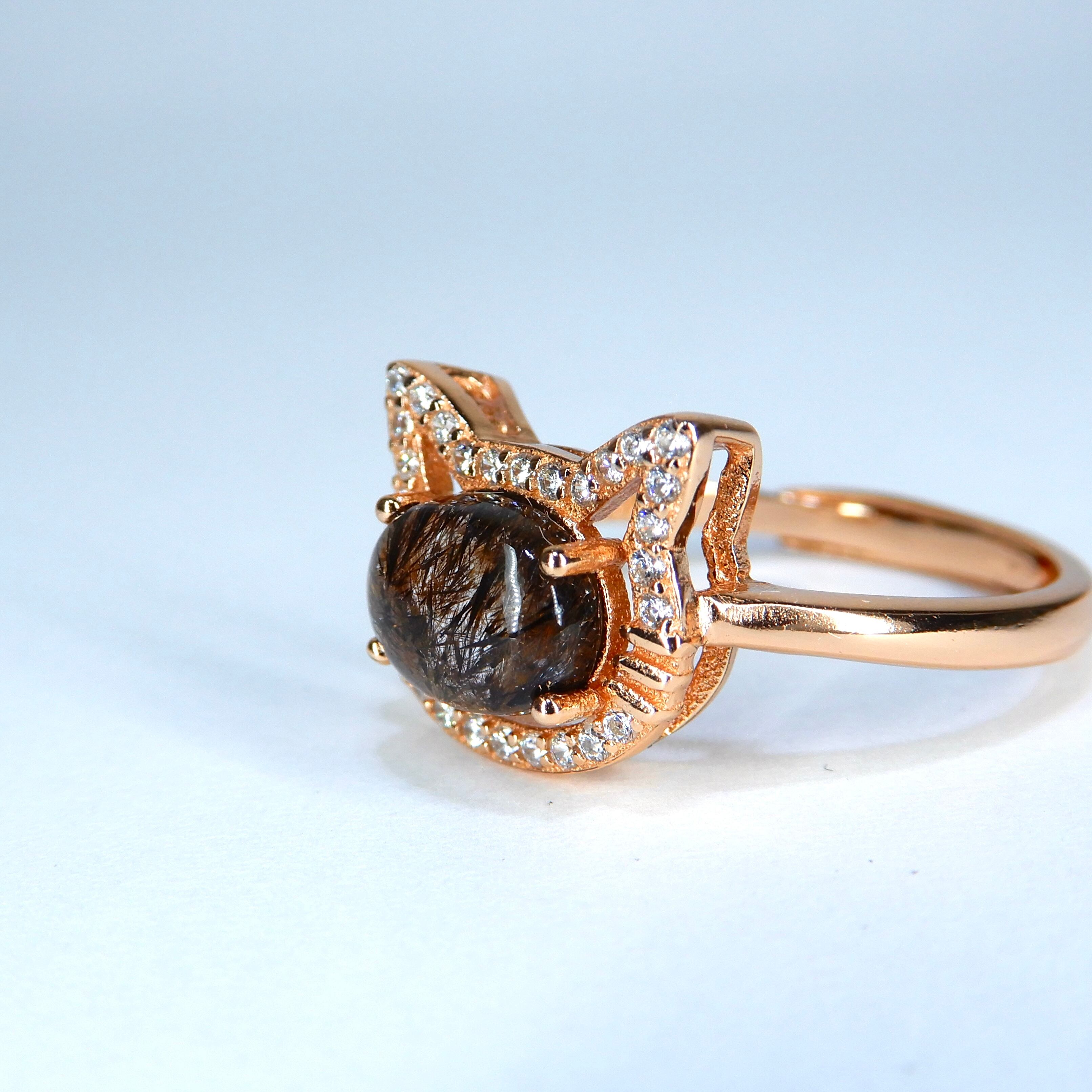 ねこ Ring♦︎エレスチャルクォーツ♦︎PGカラー