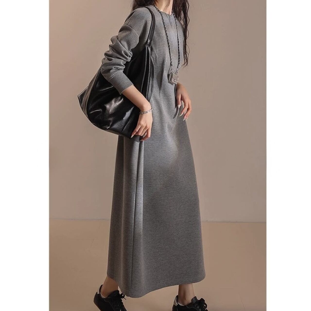 マキシ丈 スウェットワンピース JC0132