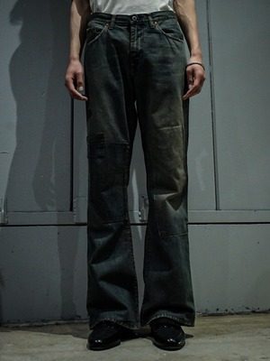 【add (C) vintage】Double Knee Gimmick Vintage Flare Denim Pants