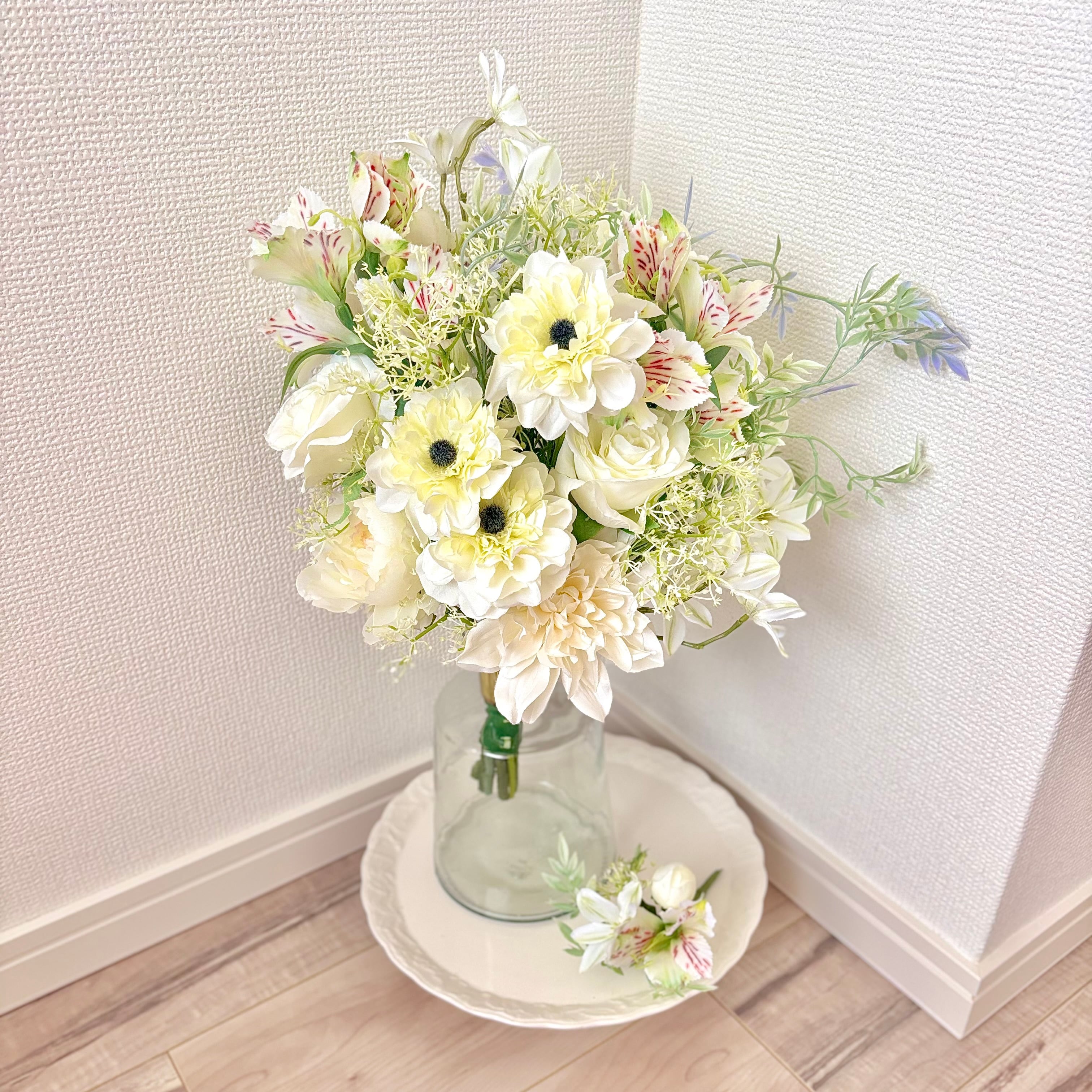 アネモネとアルストロメリアのナチュラル造花ブーケ♪ウェディング