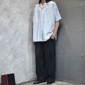 double pocket stripe open collar shirt