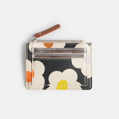 MULTI FLOWER CHARCOAL SHORT PATCH PURSE_SPP109