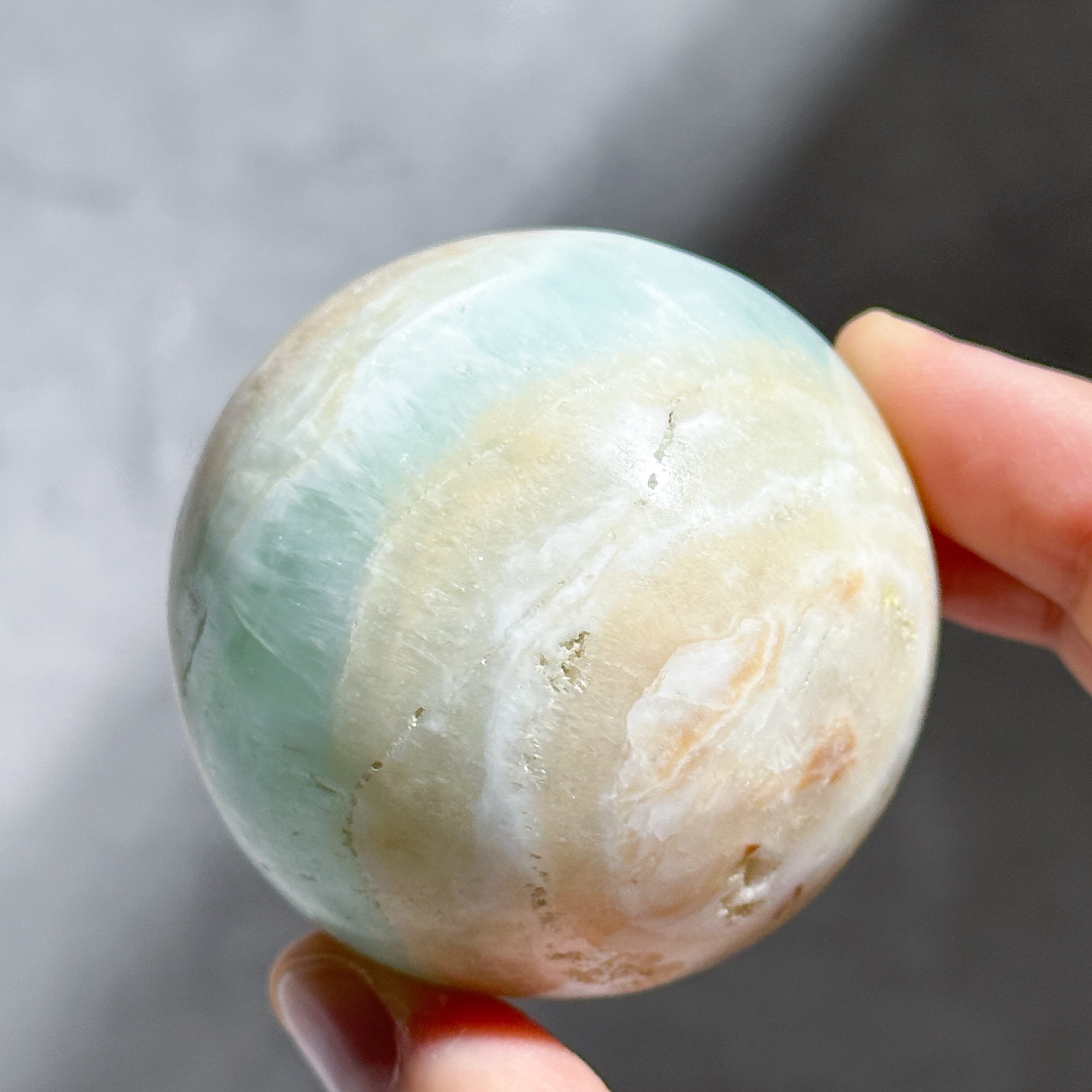 カリビアンブルーカルサイト スフィア（丸玉）04◇Caribbian Blue