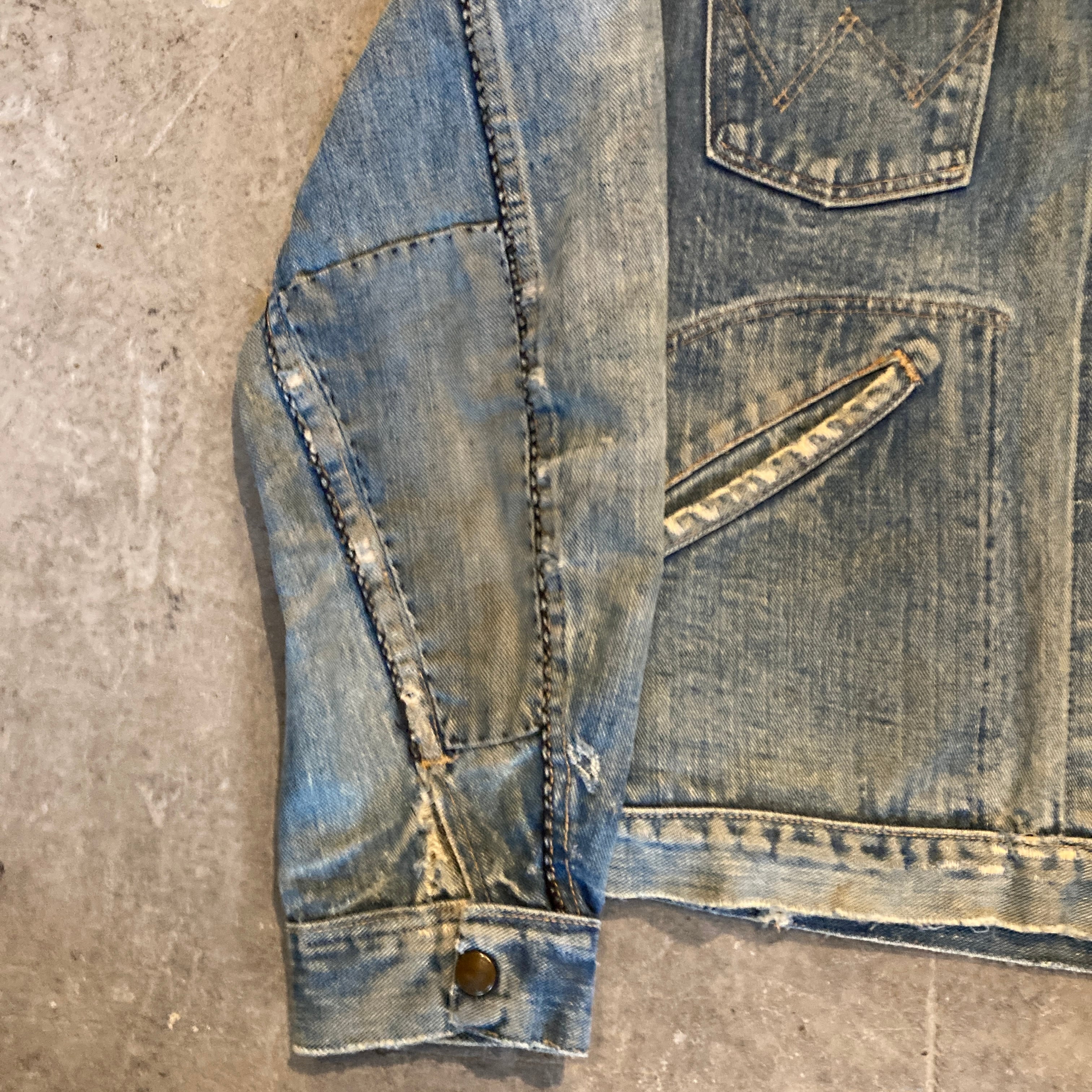 F564】60s Wrangler 124MJ Left Hand Twill Beaded Denim Jacket Made