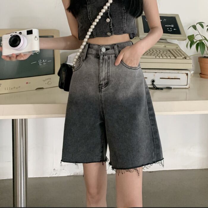 カラージーンズ サマーハイウェストウェストルーズ薄手パンツ カジュアル 夏物 クレセントシティ79605024405