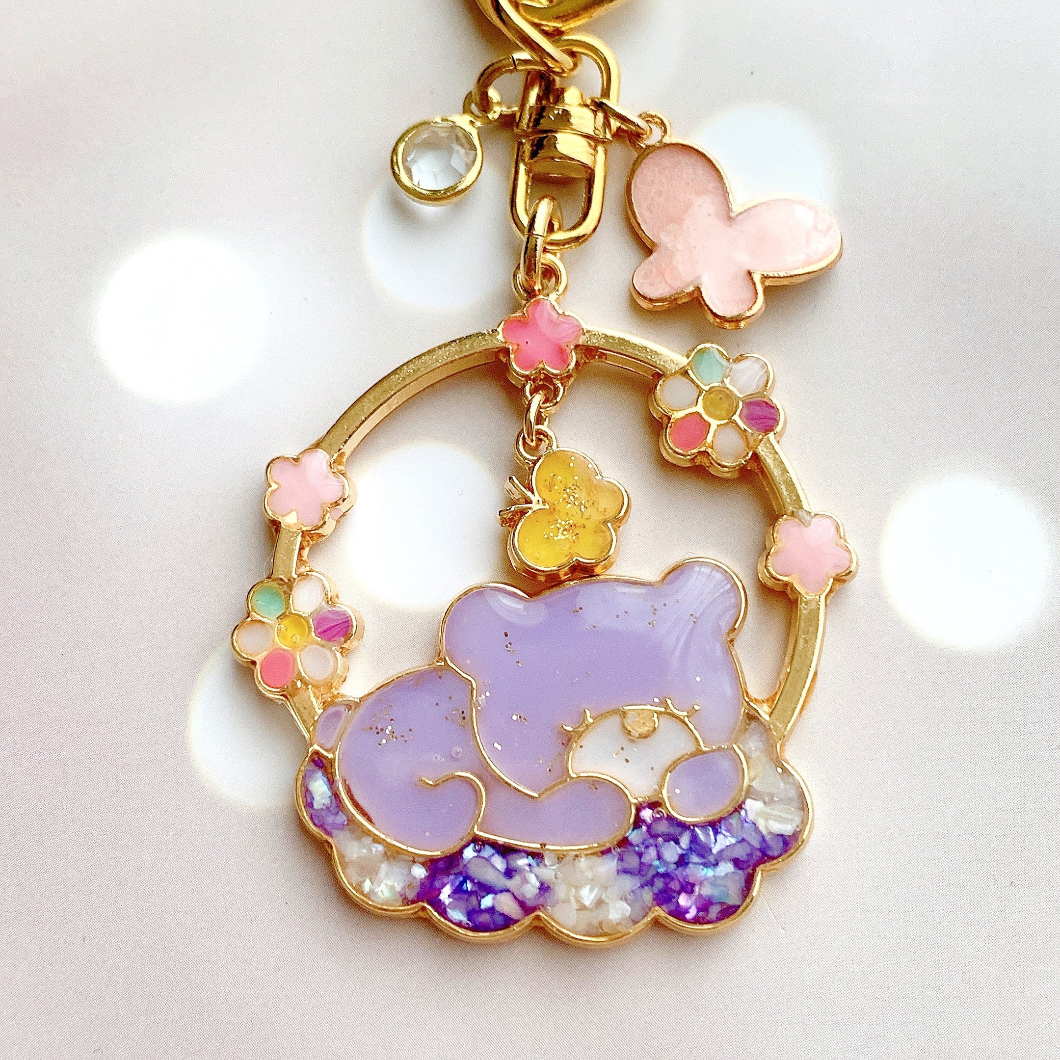 ゆりかご & くまさん のキーホルダー ミルキーラベンダー / ゆめかわの世界 プティララ