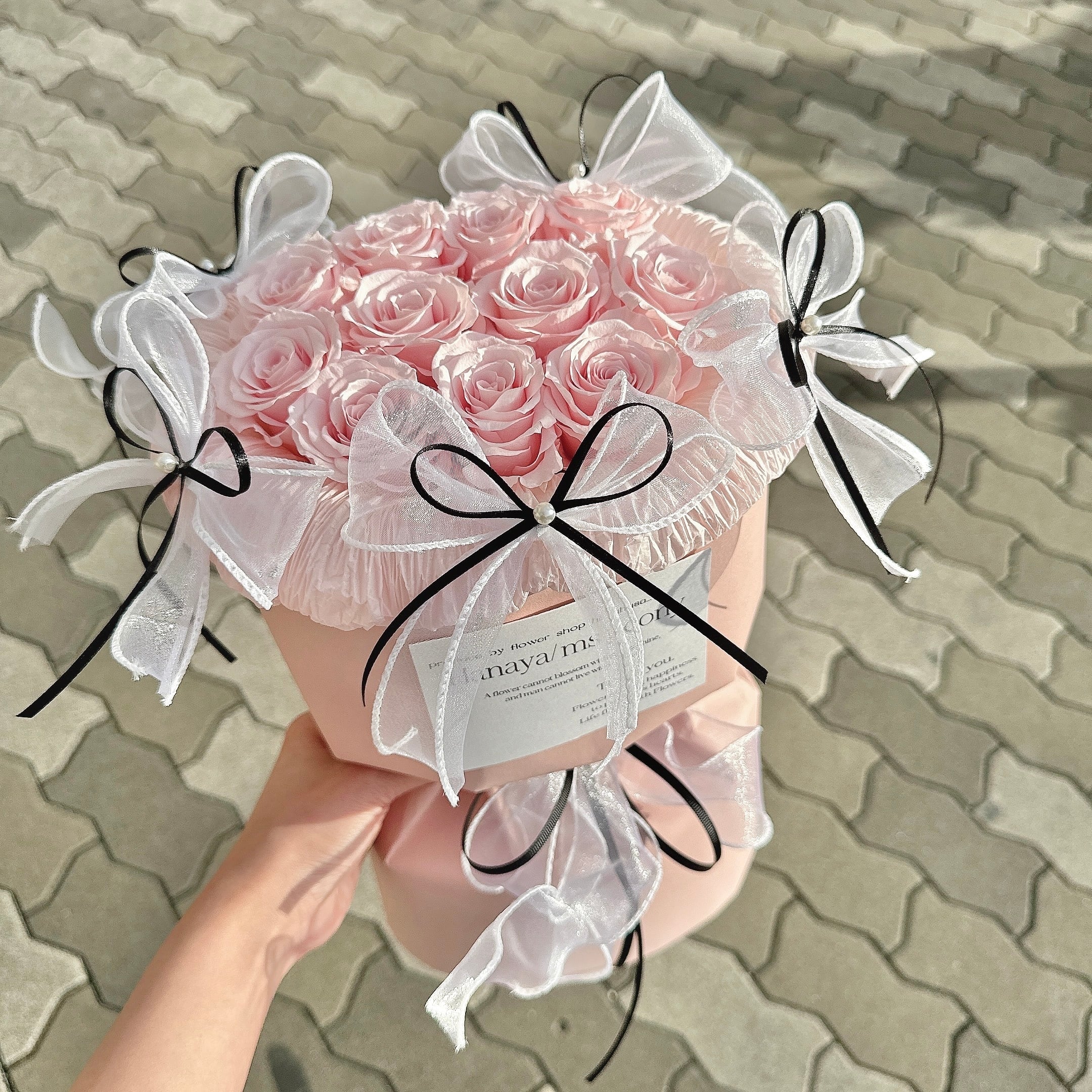 preserved more ribon wanghong bouquet. | Ms Peony