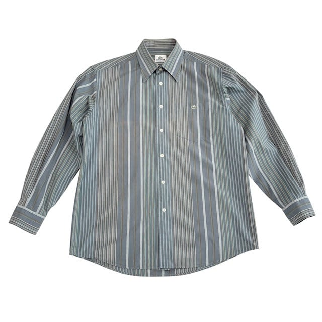 古着 ラコステ LACOSTE 長袖シャツ クリーニング済み ストライプ柄 メンズ サイズ3