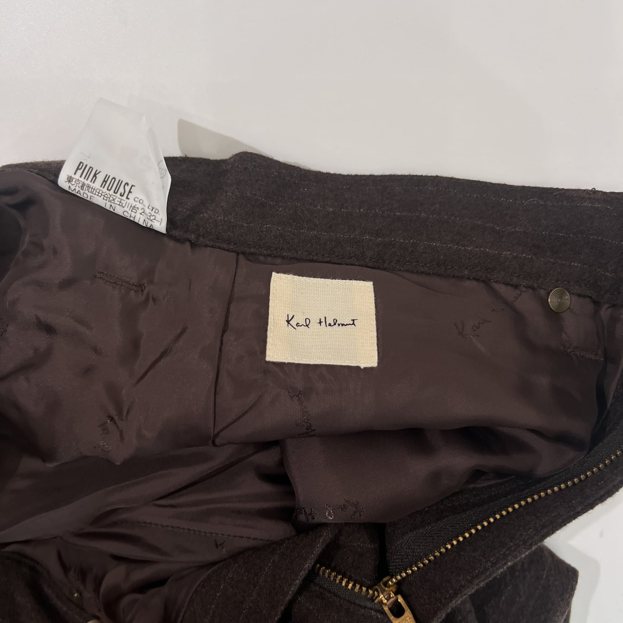 Karl Helmut カールヘルム ペンシルストライプ ウール パンツ サイズ M /裏地付き/ダークブラウン