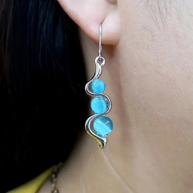 No.1371 透かし×キャッツアイ　ピアス　イヤリング ブルーキャッツアイのピアス／イヤリング | amuletjewel