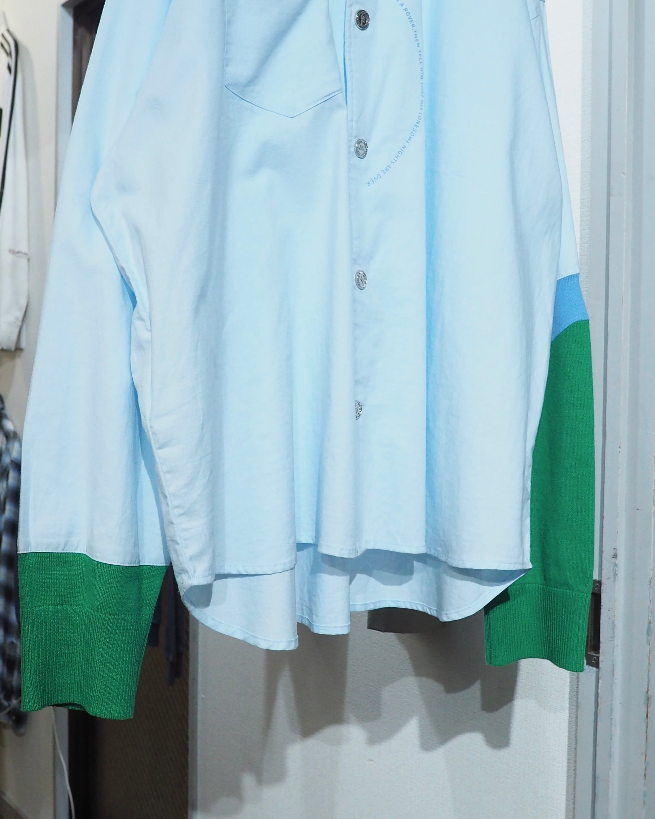 " EAFINETAL " Knit Docking Over silhouette Light Blue shirt
