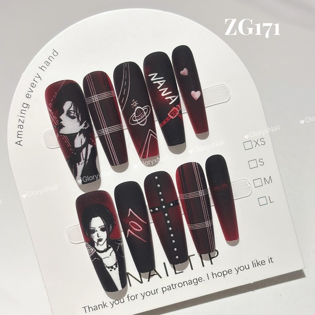 ZG172　ネイルチップ　サイズXS/S/M　ミディアム2cm