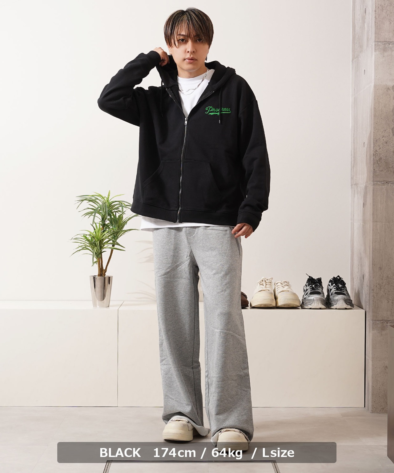 ◆フレブル サガラ刺繍 ジップパーカー◆sb-g9481452g