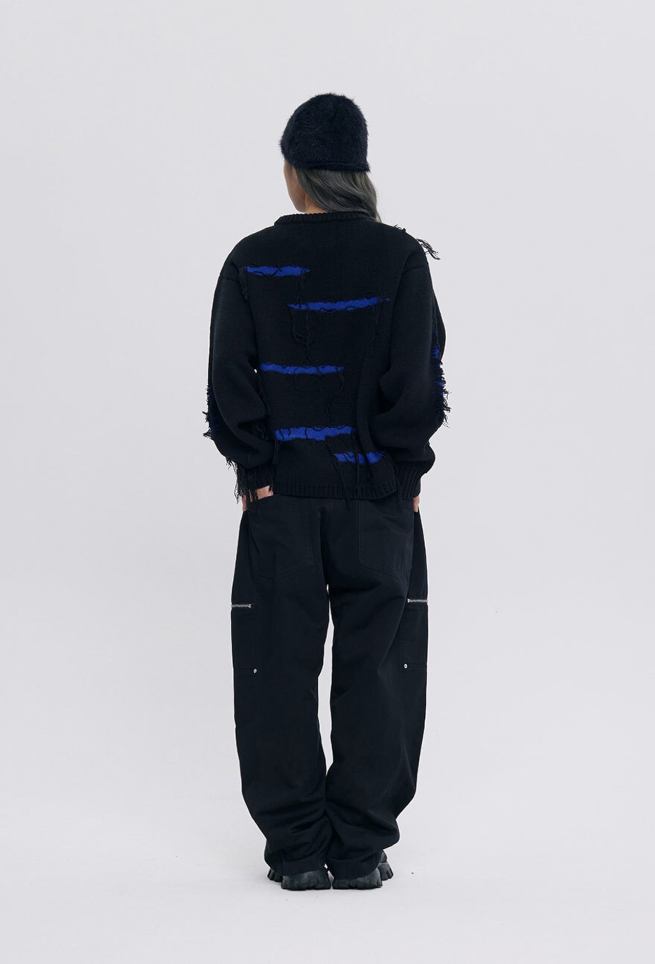 ROUGHDAMAGEKNIT_ BLACK