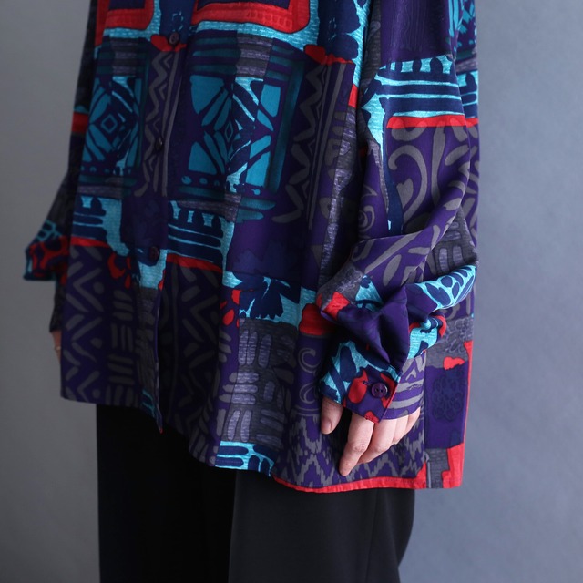 poison color art pattern loose shirt