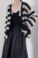 Vneck stripe damage knit cardigan