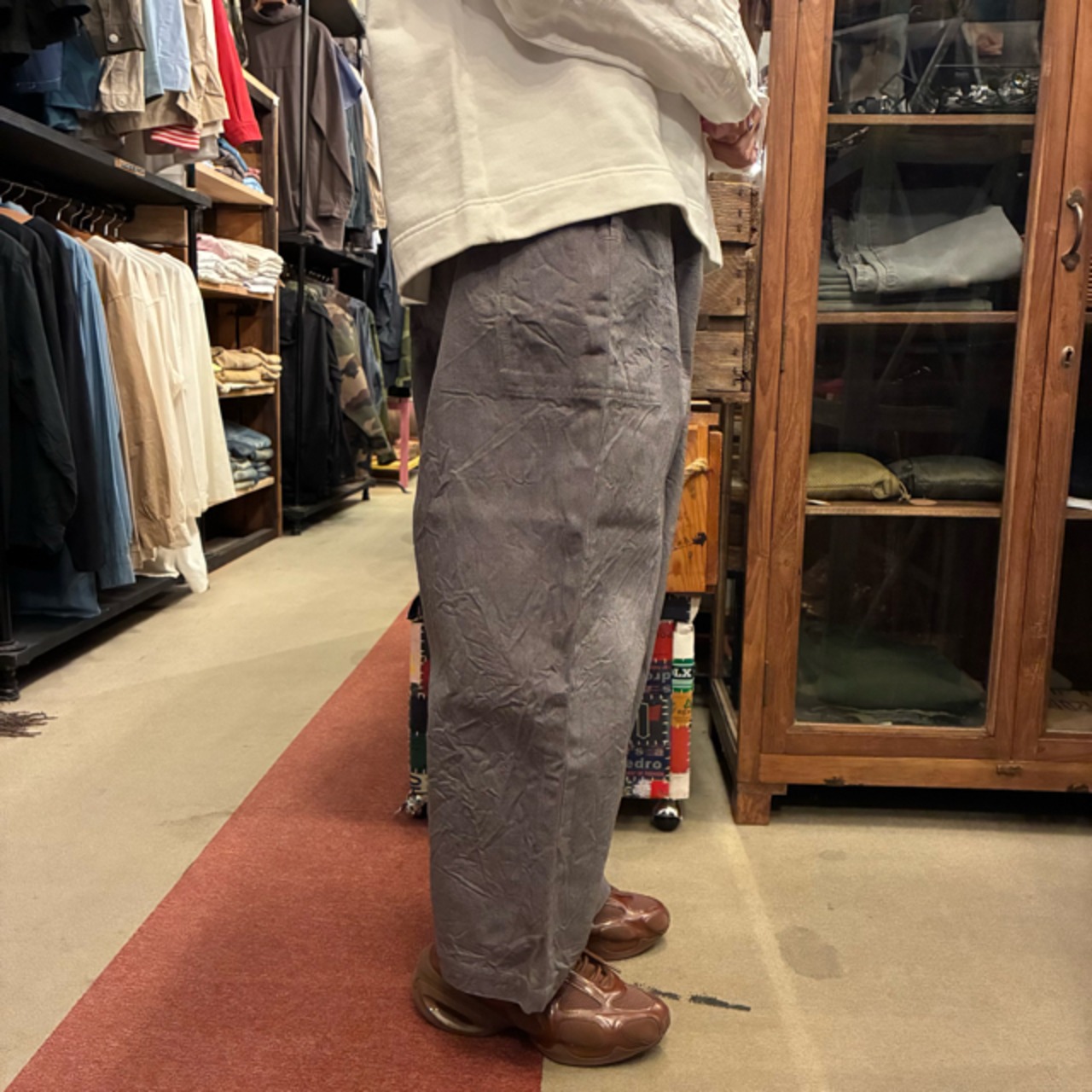 homspun 10oz Denim Gathered Pants　ホームスパン　10オンスデニムギャザーパンツ　グレー　イージーパンツ　ワイドパンツ　厚手デニム