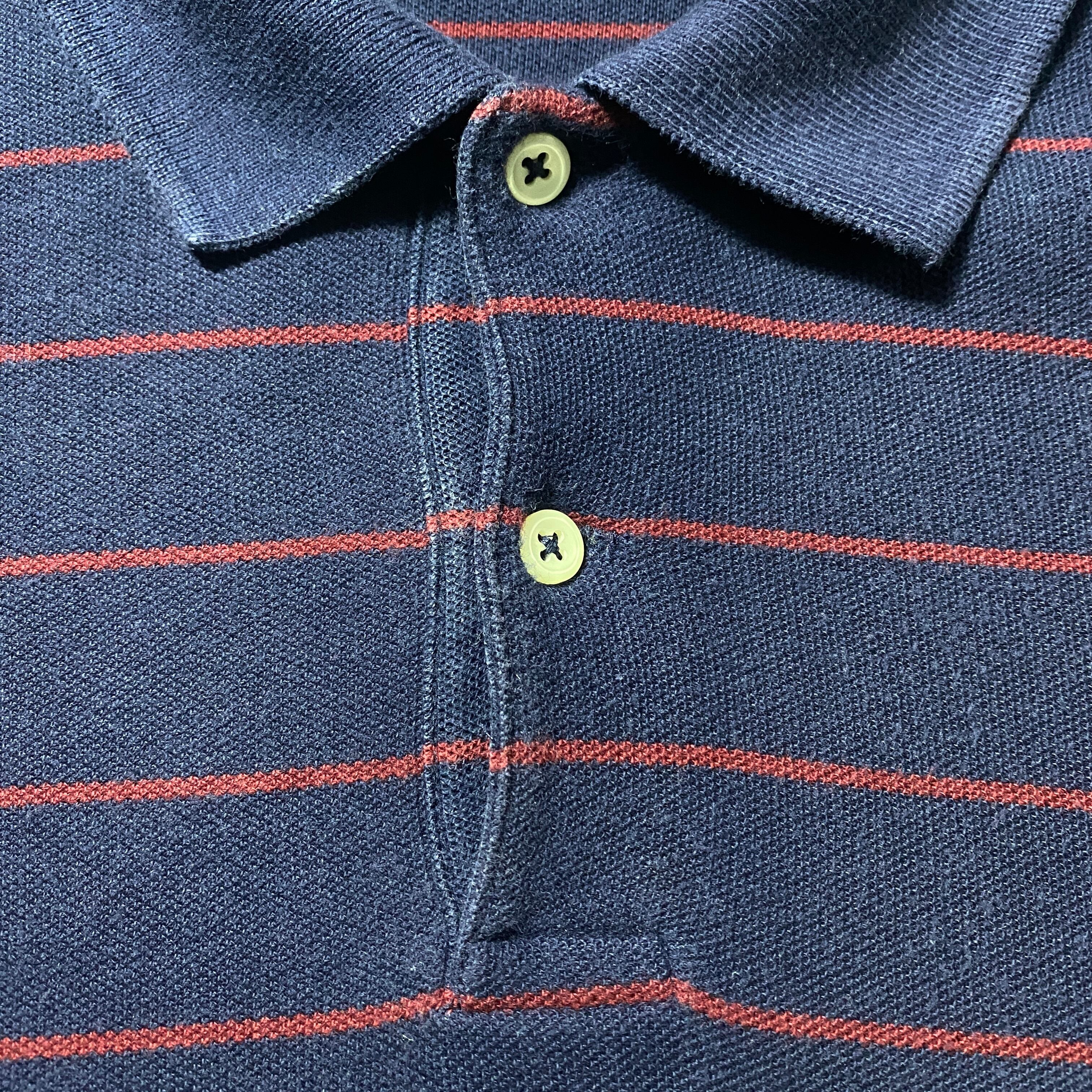 90s 90s POLO ポロラルフローレン 刺繍ロゴ ボーダー 半袖 ポロシャツ 