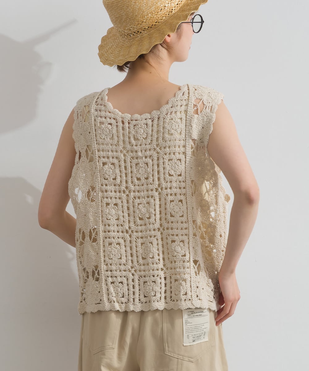 D261114 クロシェモチーフ2WAYベスト / Crochet Motif 2WAY Vest (残り