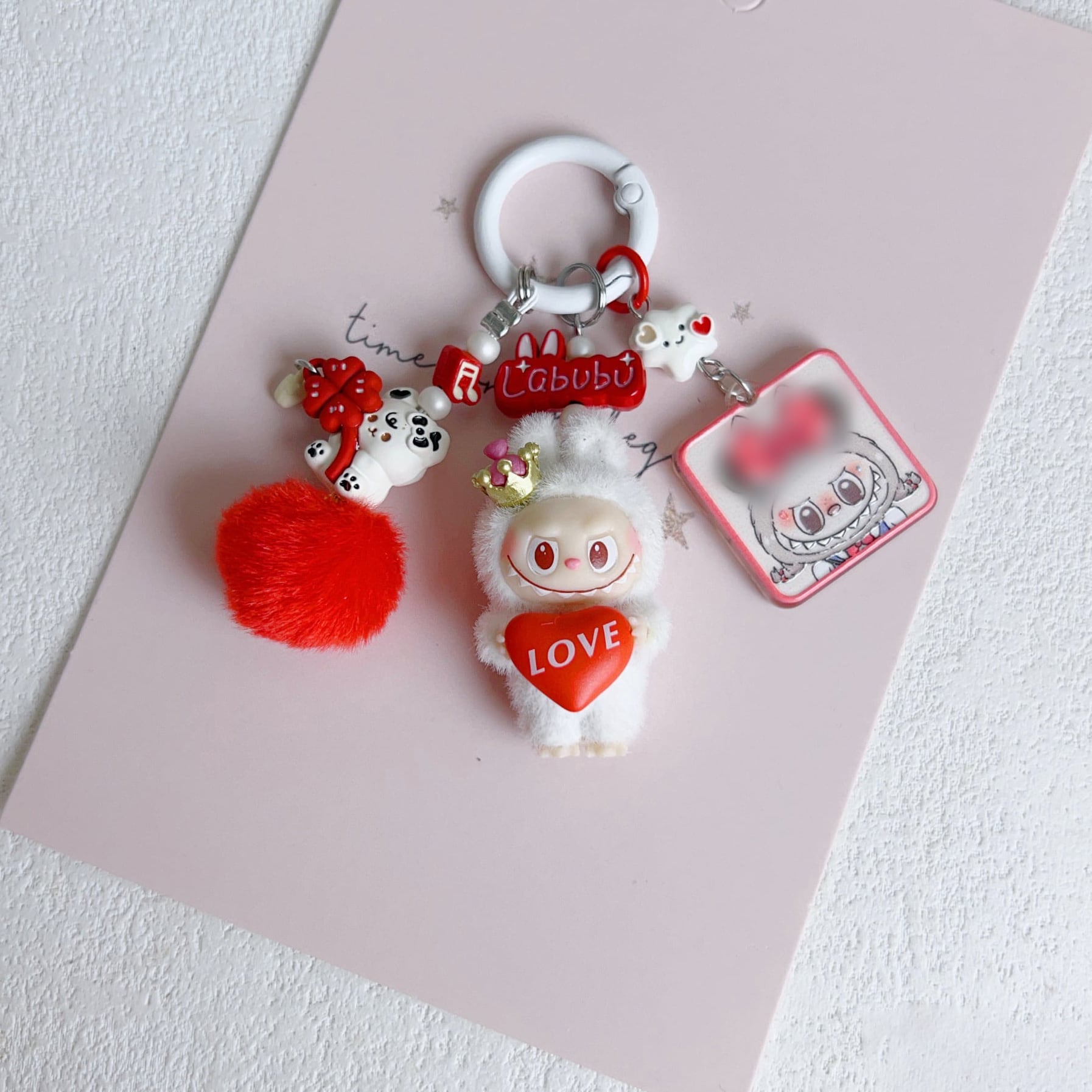 【labubuキーホルダー 親友カップルに】スマホストラップ ラブブ フォトキーホルダー ♪ 手作り Labubu オリジナル とっても可愛い 車載もOK