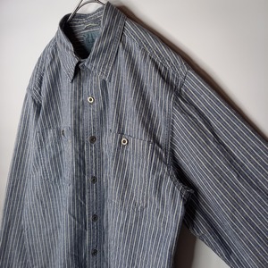 エルエルビーン　ヒッコリー　ワークシャツ　ストライプ　インディゴ　M