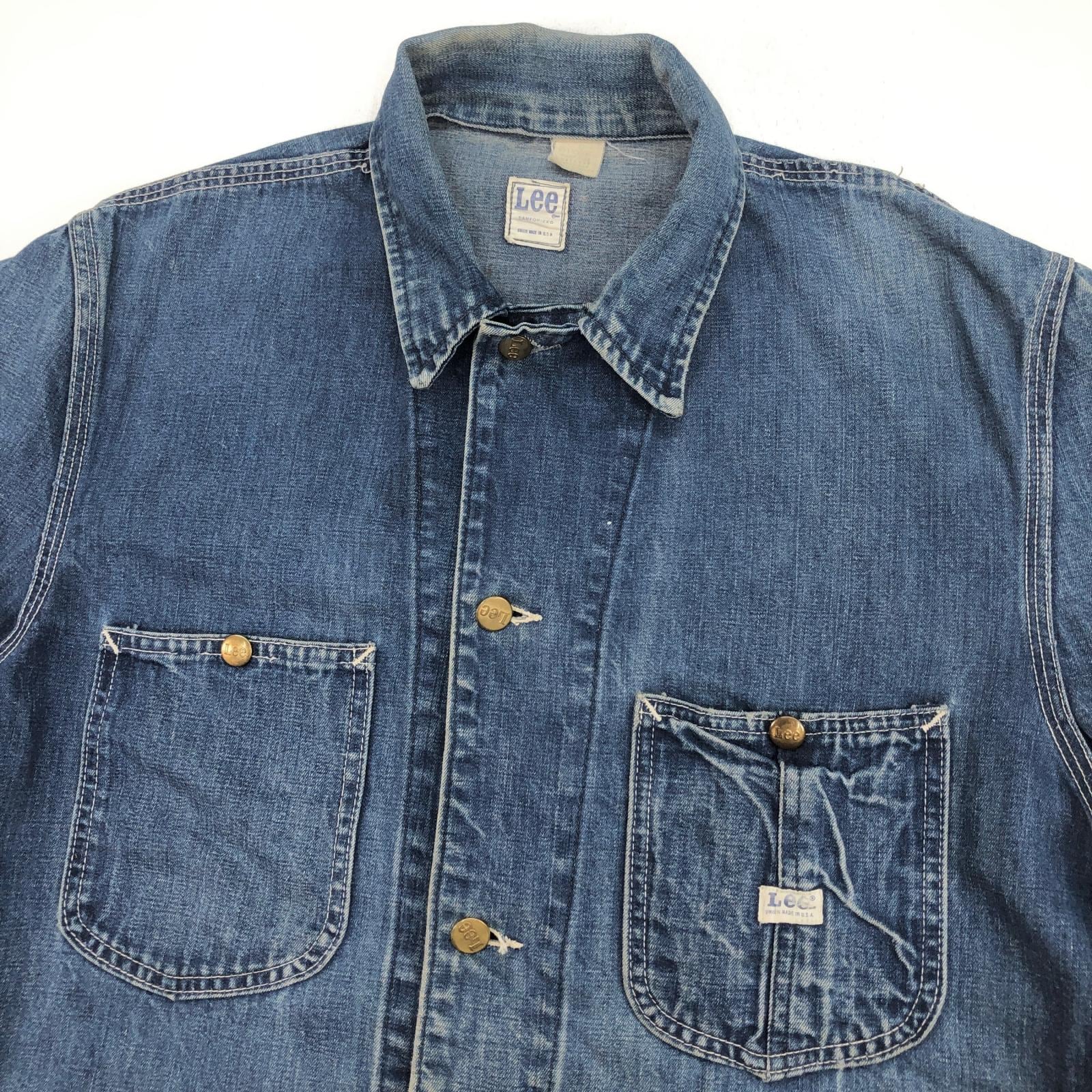 【希少サイズ】usa製 Lee デニム カバーオール ビンテージ ジャケット LEE リー 70年代 USA製 91-J デニム カバーオール デニムジャケット