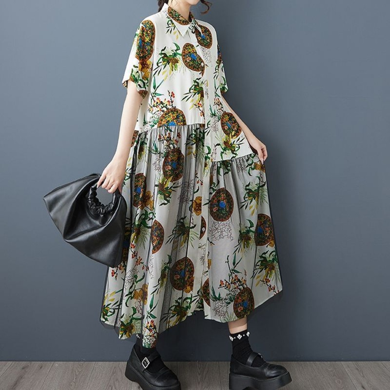 チュールレイヤード ワンピース  30192