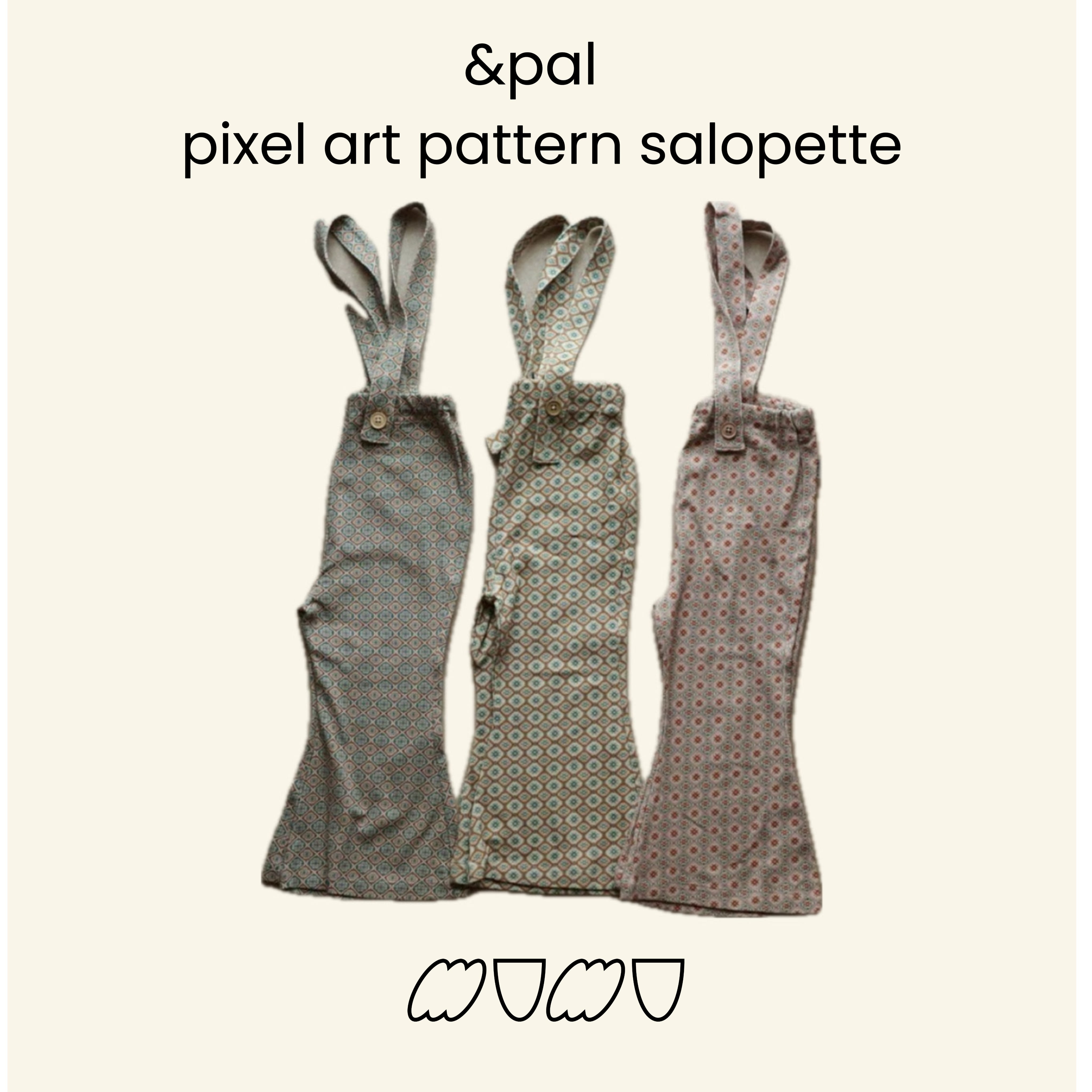 【&pal】pixel art pattern salopette/3color
