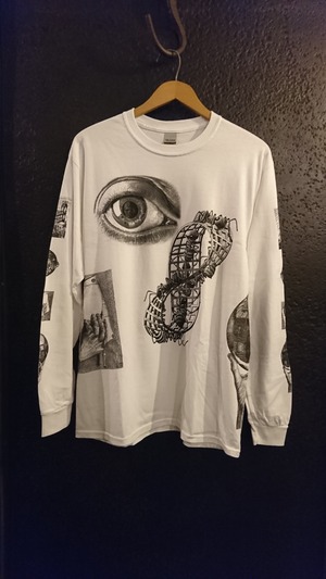 "MC ESHER ALLOVER PRINT LS TEE"  White Color