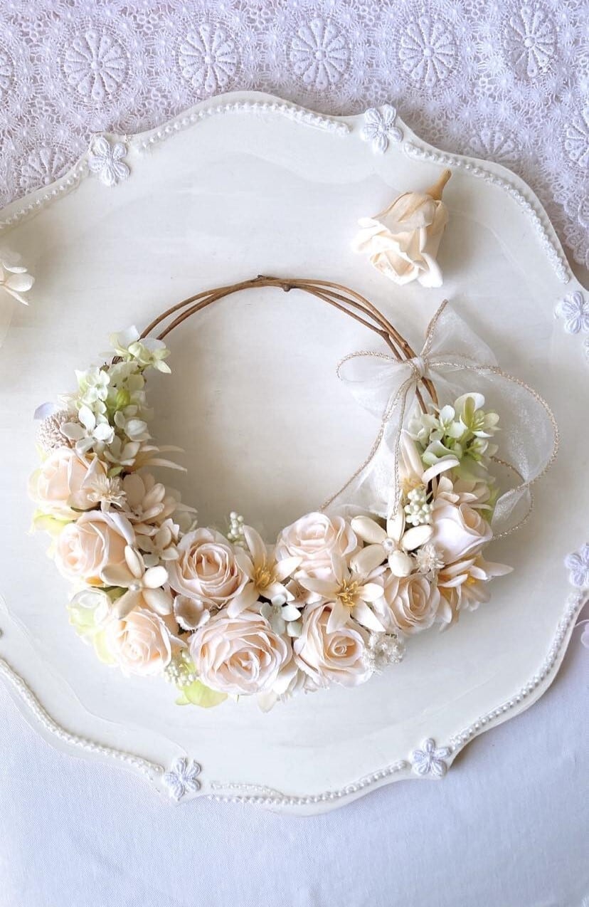 【サーモンピンクの薔薇・ハーフリース】約22㎝