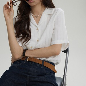 Button Front  Collar  Shirt  T4478